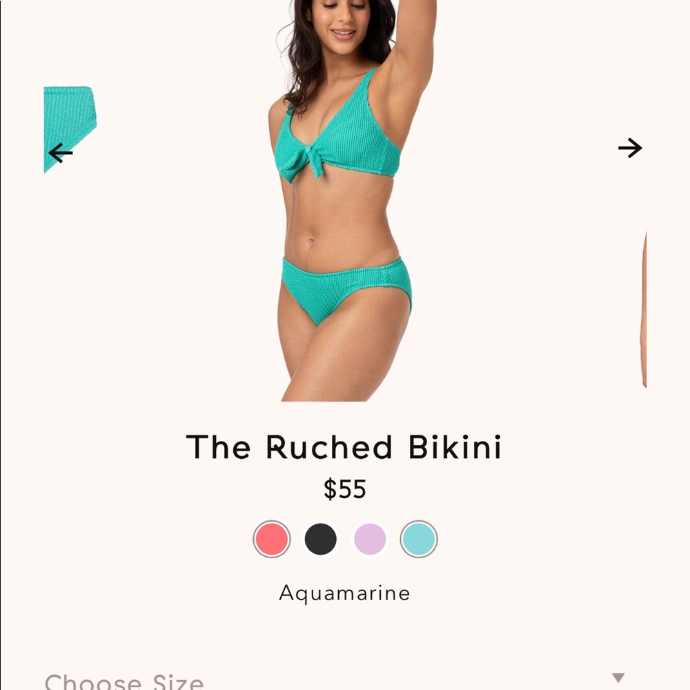 Lively ruched bikini in aquamarine